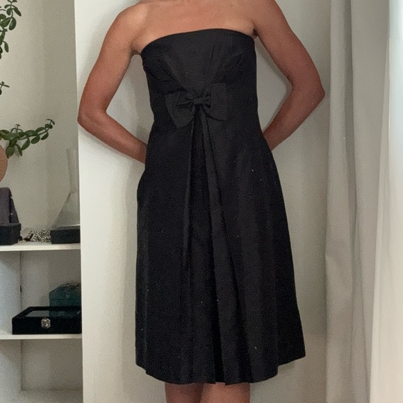 Ann Taylor 100% Raw Silk Strapless Bow Evening Dress - Picture 6 of 10